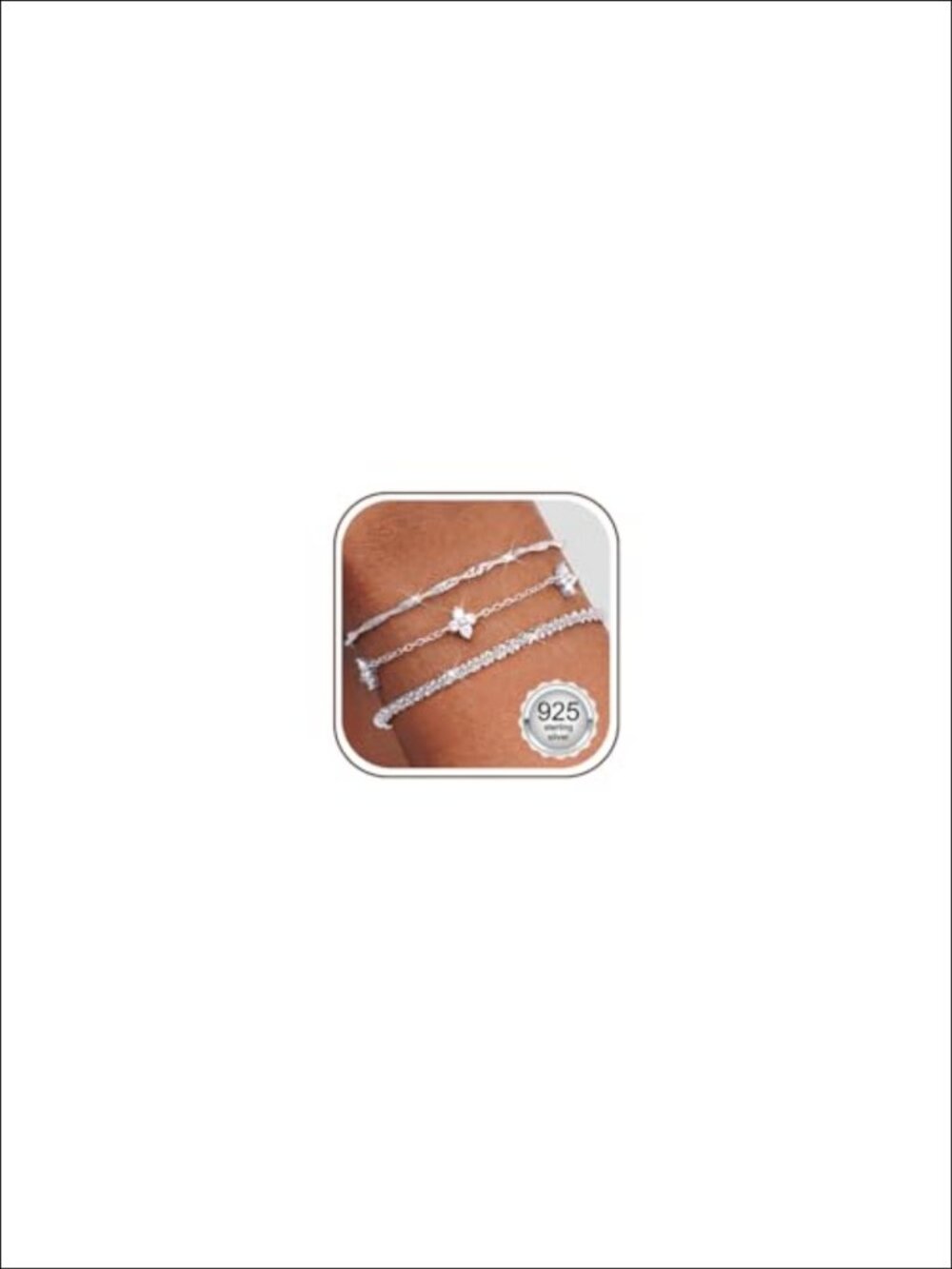 925 Sterling Silver Clasp Layered Bracelet Set Adjustable Stackable